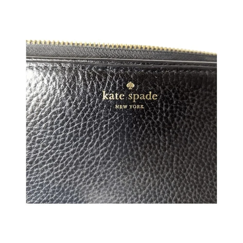 KATE SPADE Larchmont Avenue Neda Black Pebbled Leather Wallet